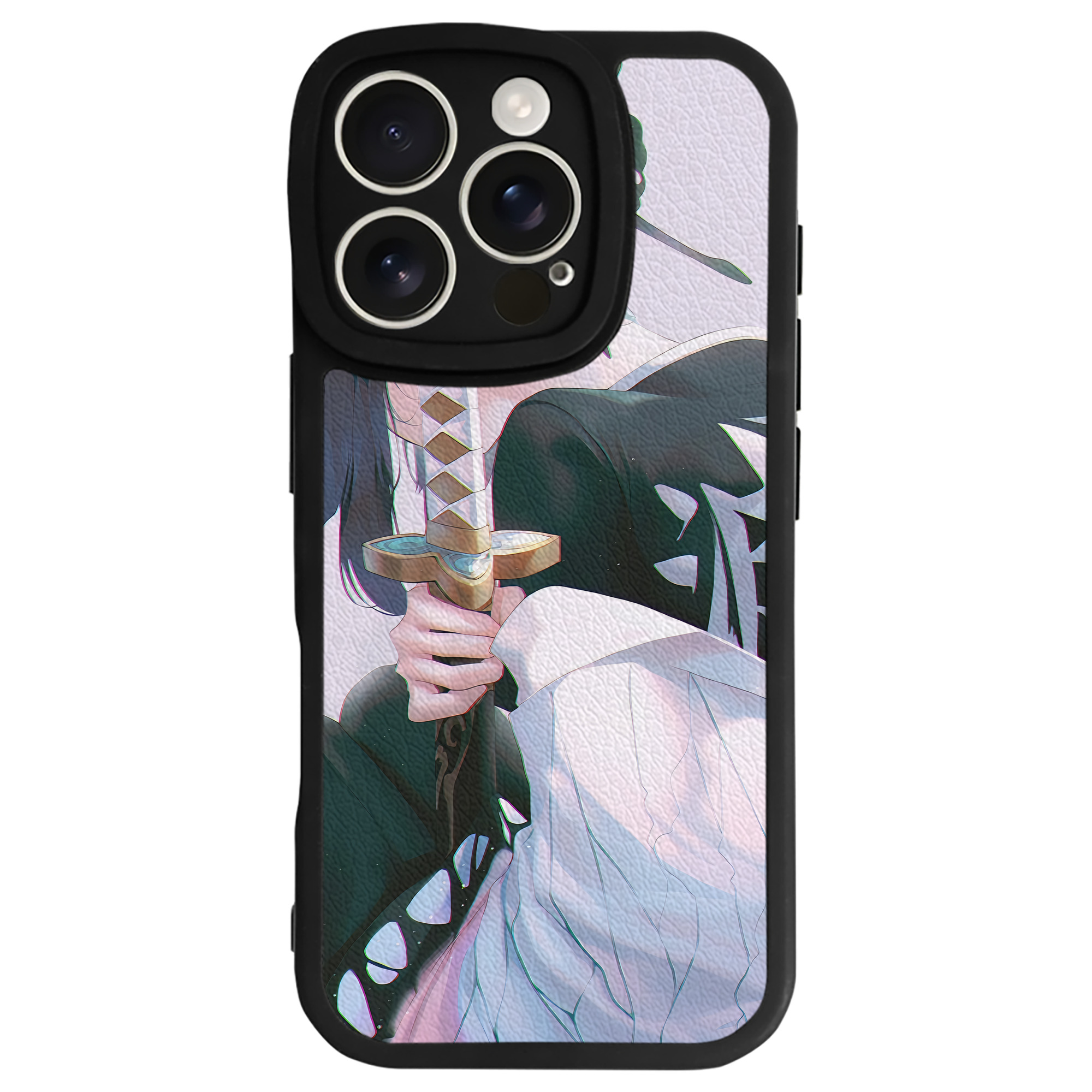 （画像用） 鬼滅の刃（きめつのやいば）蟲柱-胡蝶 しのぶ／こちょう しのぶ Kochou Shinobu 【iPhone 16シリーズ対応】シリコンスマホケース（レザー調） 材質：シリコン